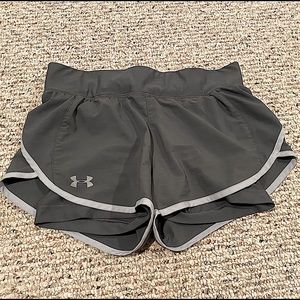 Womens Gray UA SpeedPocket 2in1 Shorts
